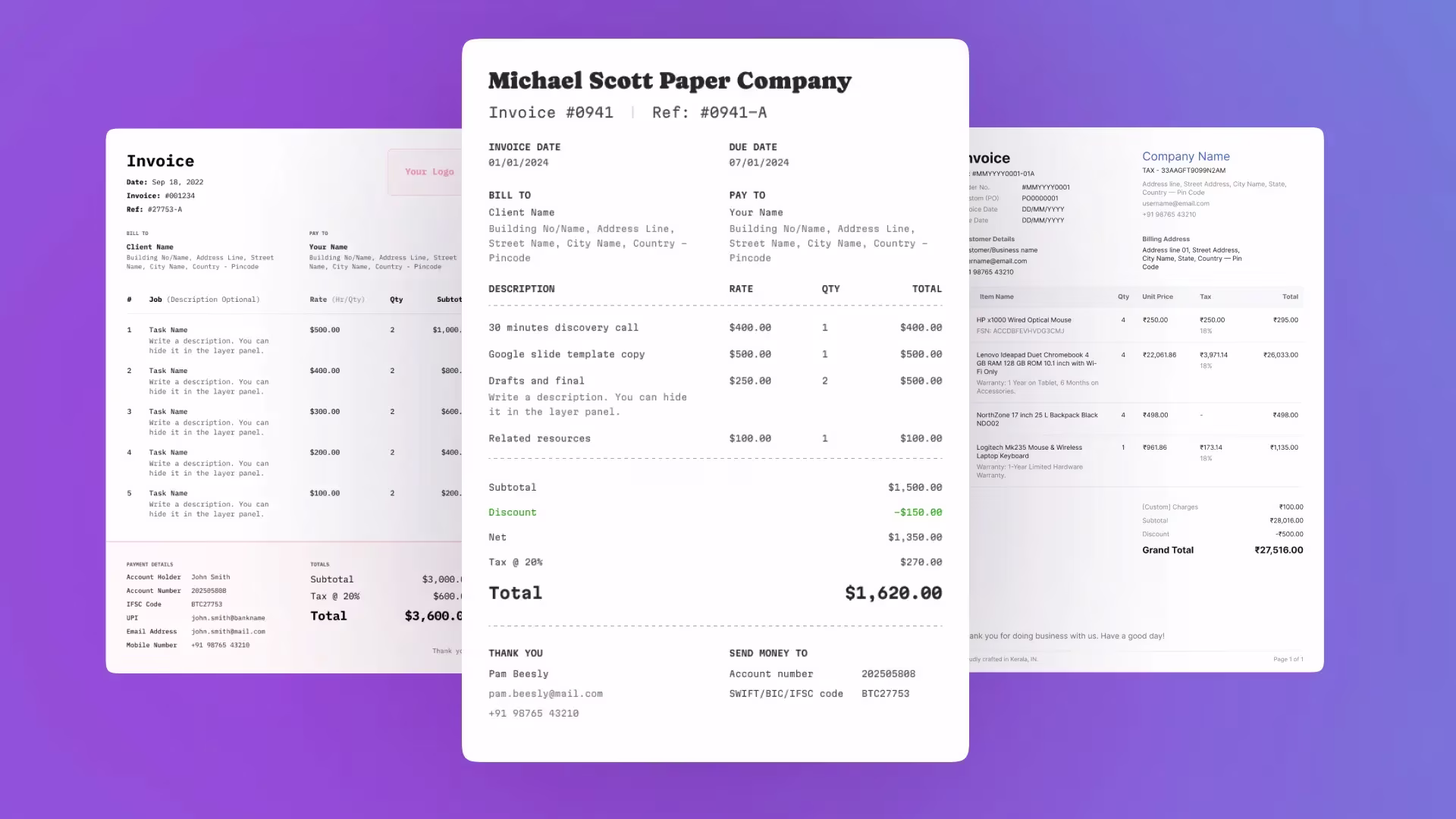 Invoice templates