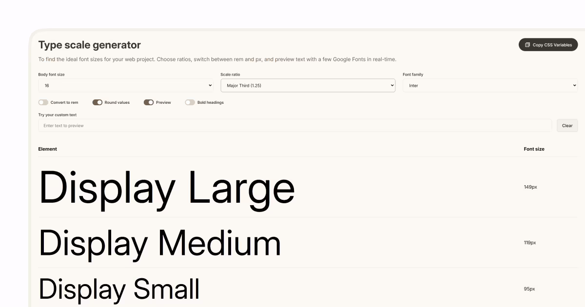 Type scale generator